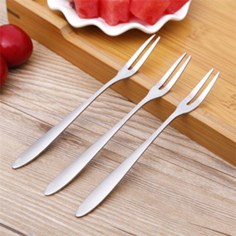 [Elegan] Sendok Garpu Meja Dapur Kue Buah Halus Salad Makanan Ringan Garpu 2pcs Cutlery Set Fork Cutlery Dessert Handmade Stainless Steel