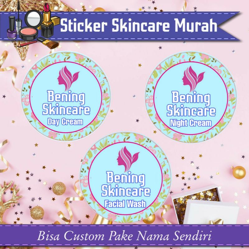 

(ISI 100 PCS) STICKER SKINCARE CUSTOM MURAH BANGET