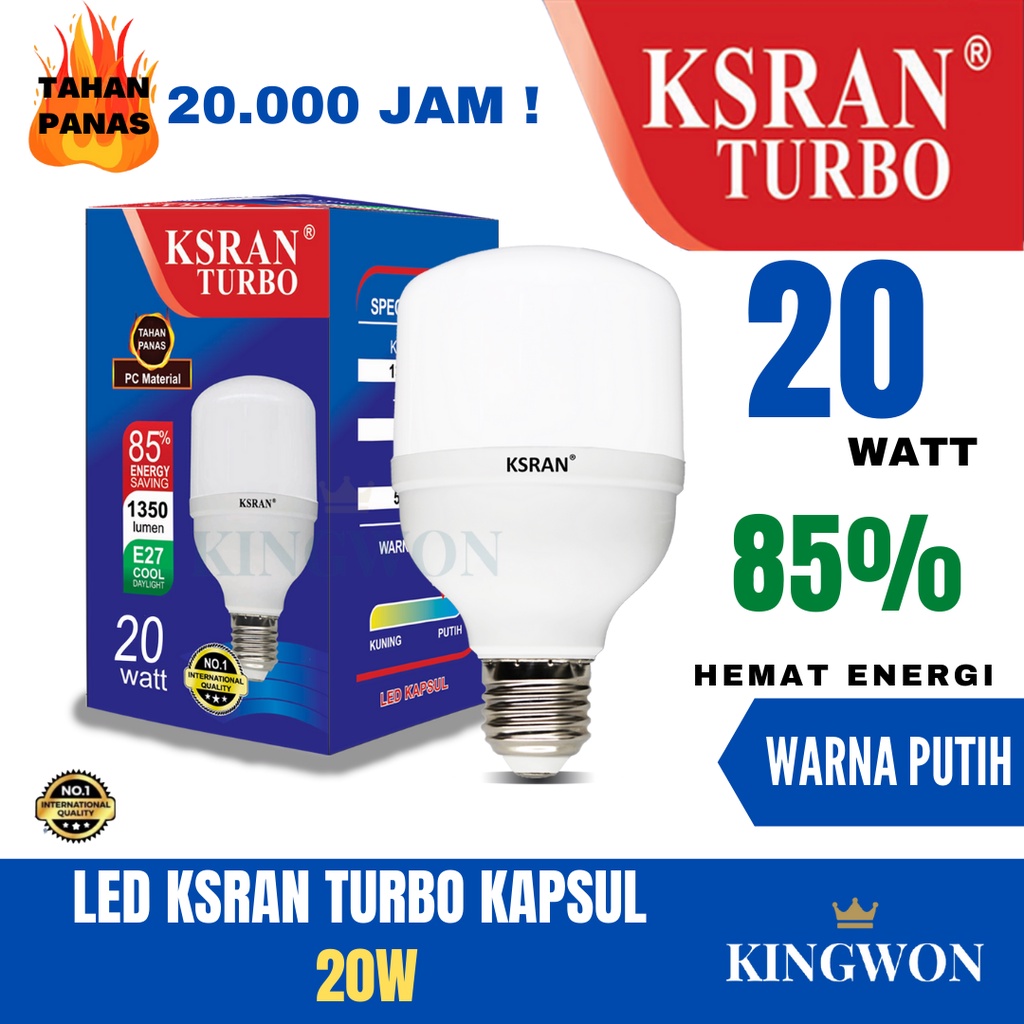 KSRAN Lampu LED 20 watt TURBO Putih KAPSUL