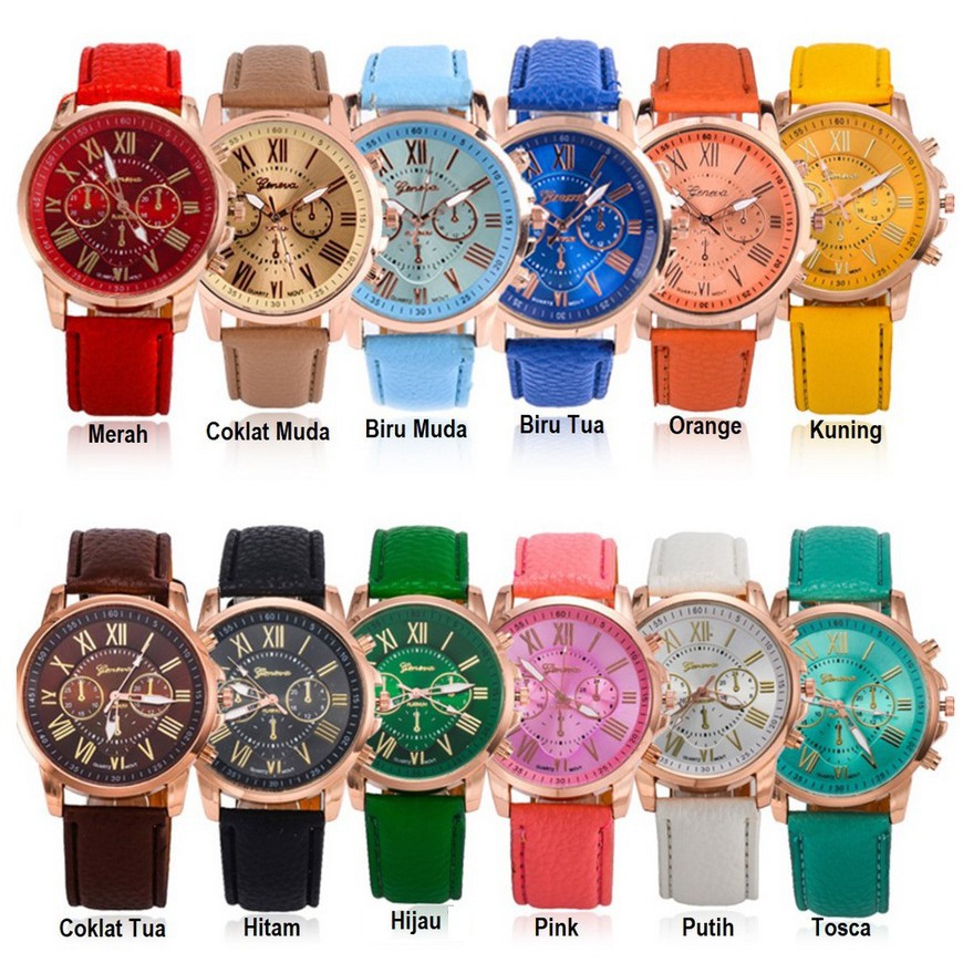 nyaman di tangan/ (1KG=50 PCS) SBJ001 Jam Tangan Fashion GENEVA Wanita Jam Import Jam Murah Batam