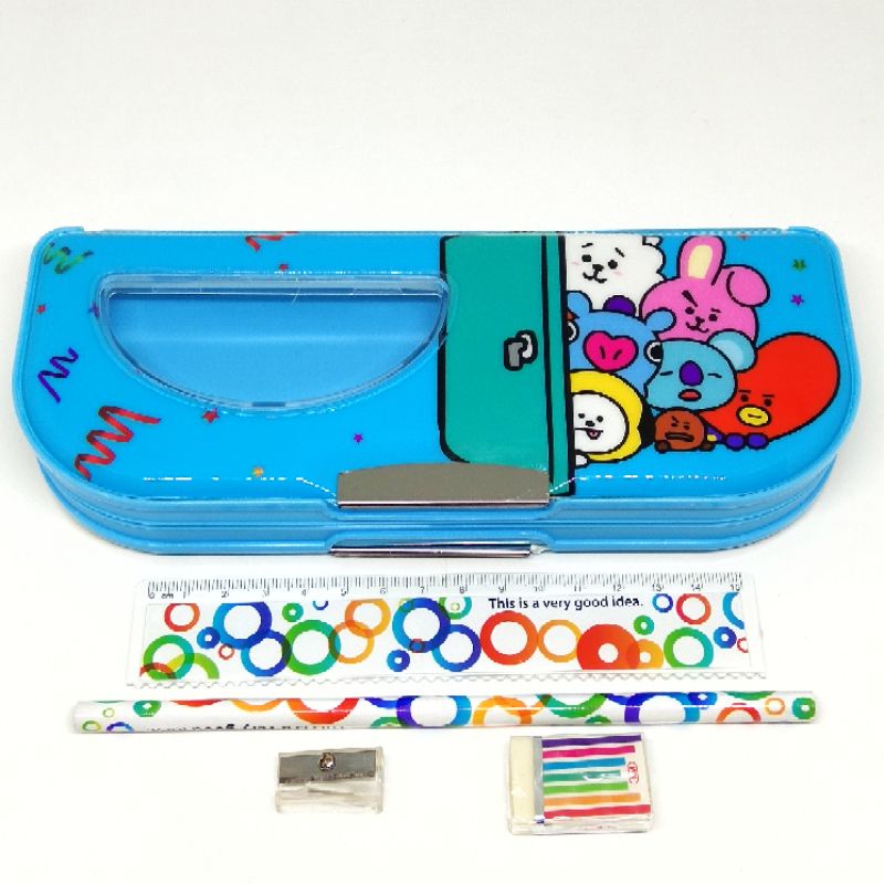 

Tempat Pensil Anak PREMIUM SET ALAT TULIS 2 SISI Magnet Karakter BTS BT21 BR