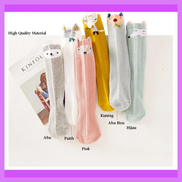 KAOS KAKI PANJANG ANAK / KAOS KAKI PANJANG BAYI MOTIF IMUT - ABU