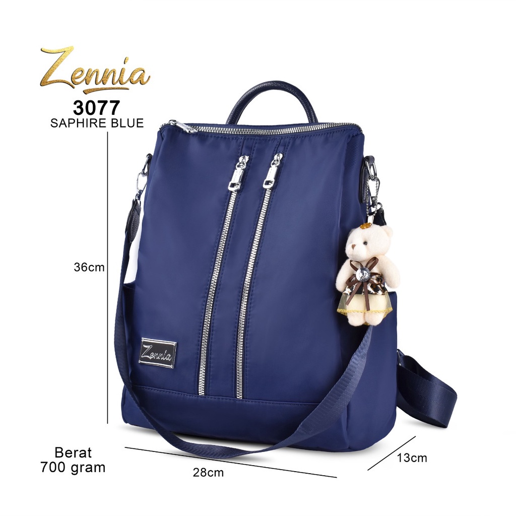 (TSI) Tas Wanita Zennia 3077 Tas Ransel Korea Tas Wanita Punggung Import Kantor Kerja Sekolah Kuliah Outdoor Trendy Fashion Style Travel Casual Backpack Serut Anak Remaja Perempuan Selempang Cewek Bag