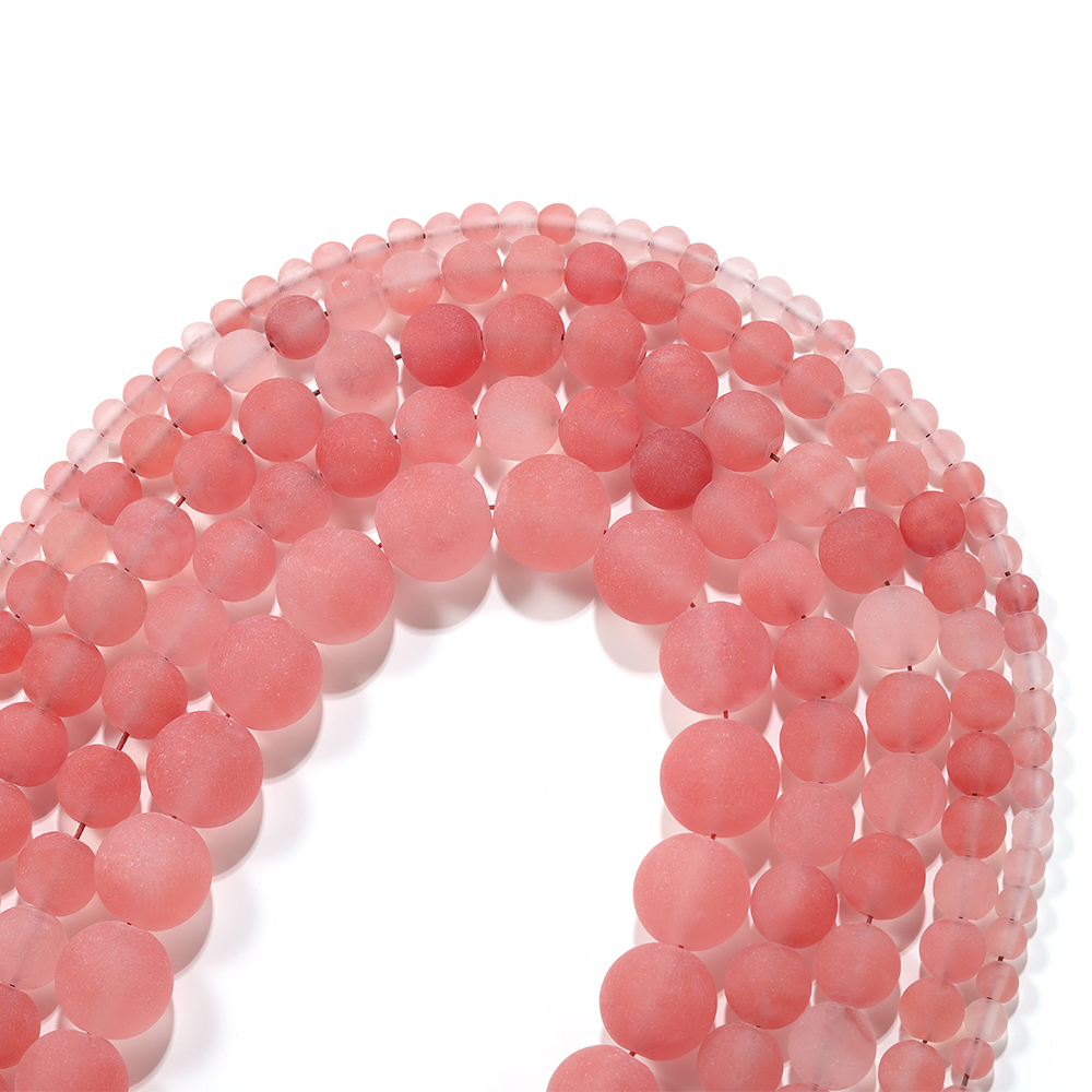 1strand/lot 4/6/8/10mm Matte Watermelon Red Chalcedony Stone Round Loose Spacer Beads For Bracelet Jewelry Makings Supplies