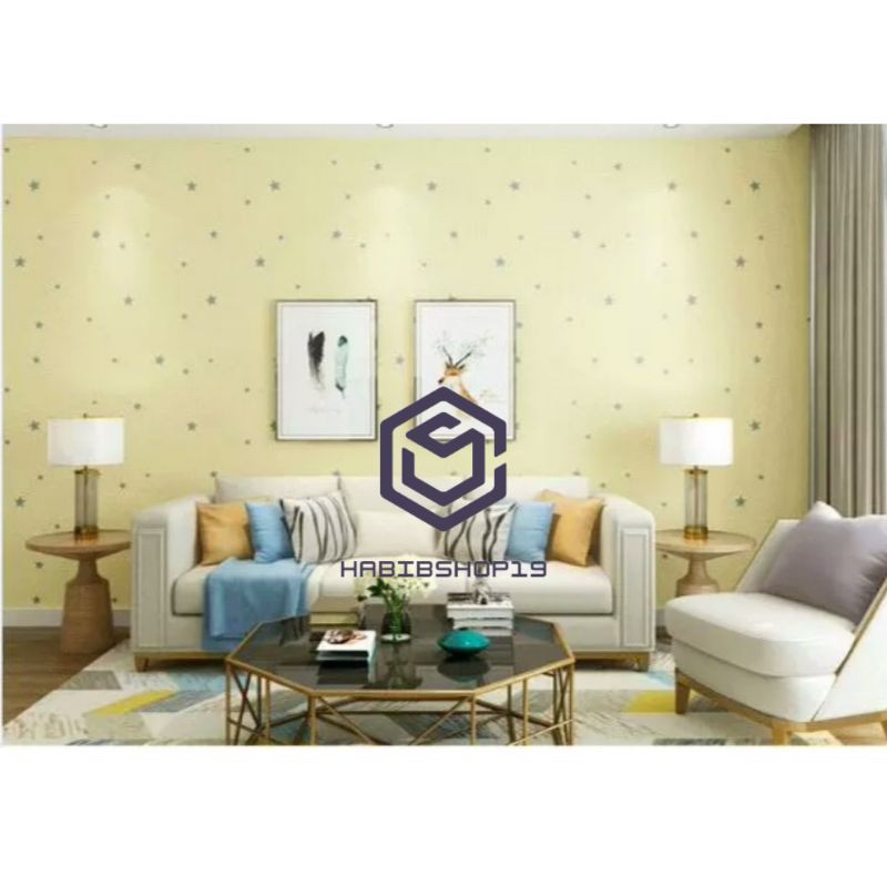 Wallpaper Sticker Dinding Bintang Dasar Kuning 10x45cm