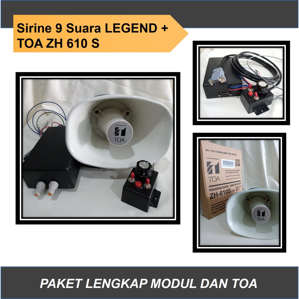 Sirine 9 suara LEGEND dan TOA 10 Watt ZH 610 S 610S, Speaker Klakson Siren  Sirene Motor Mobil