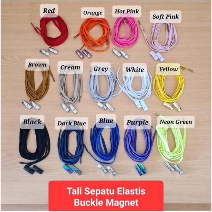 Tali Sepatu Elastis 110cm Dengan Buckle Lock MAGNETIC Keren Elastic Shoelace With Stylish MAGNETIC Buckle Lock