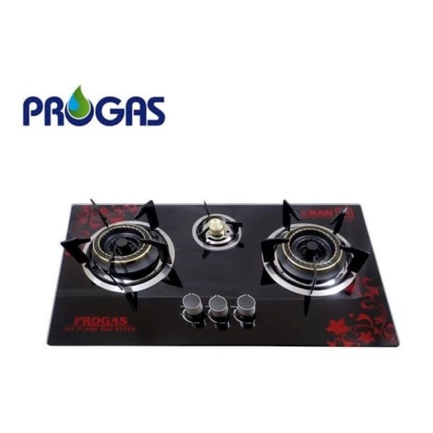 Kompor Gas tanam  Kaca 3 Tungku progas gas gas