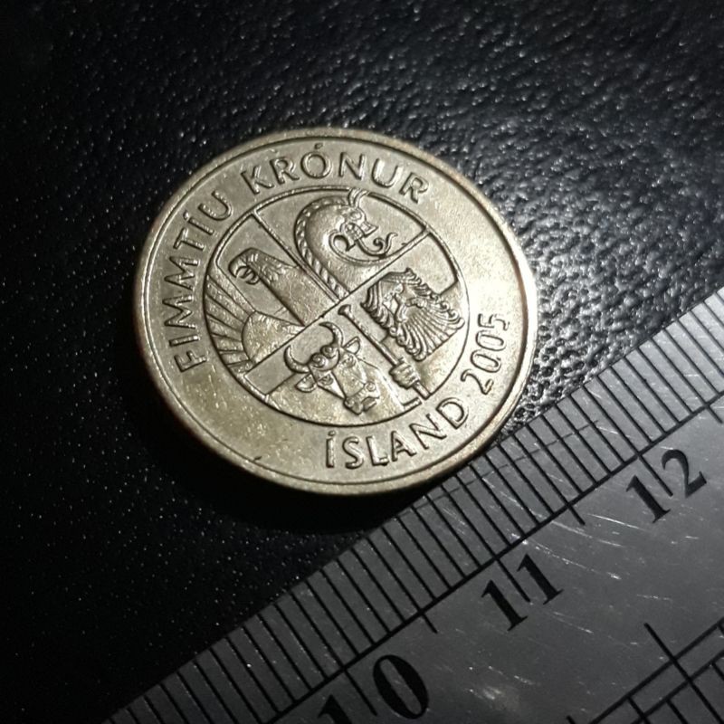 Koin Kuno Koleksi Asing : Iceland ( Islandia ) - 50 Kroner  2001