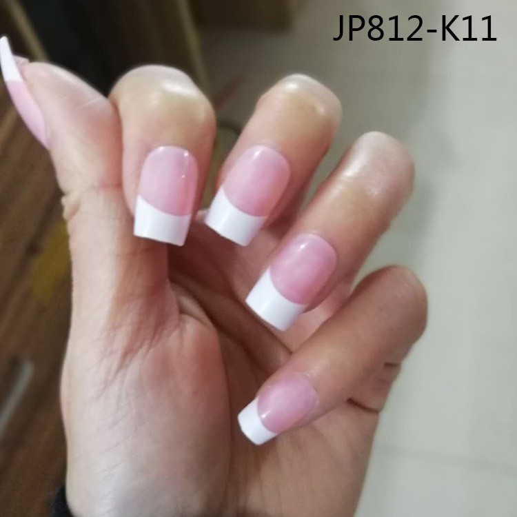 KUKU PALSU FAKE NAILS MODEL FRENCH SQUARE LONG PINK MODEL JP812 K11