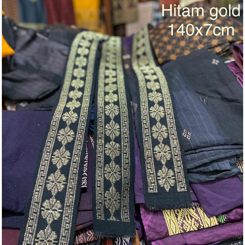 Selendang Songket ASLI (Tenunan khas BALI)-Hitam Gold