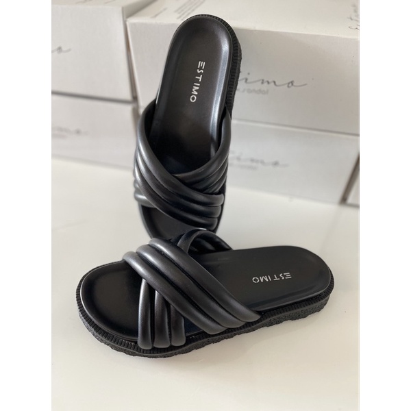 Sandal slip on wanita | SIGRID by estimo.look | sandal wanita sandal cewek-Black