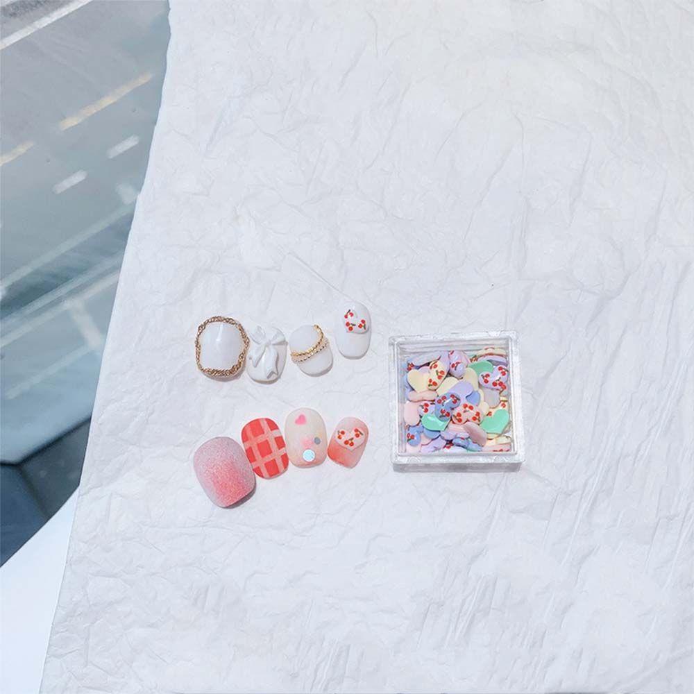 AUGUSTINA Agustina Cinta Perhiasan Nail Art Kecil Segar Indah Cherry Peach Hati Indah DIY Nail Art Ornamen