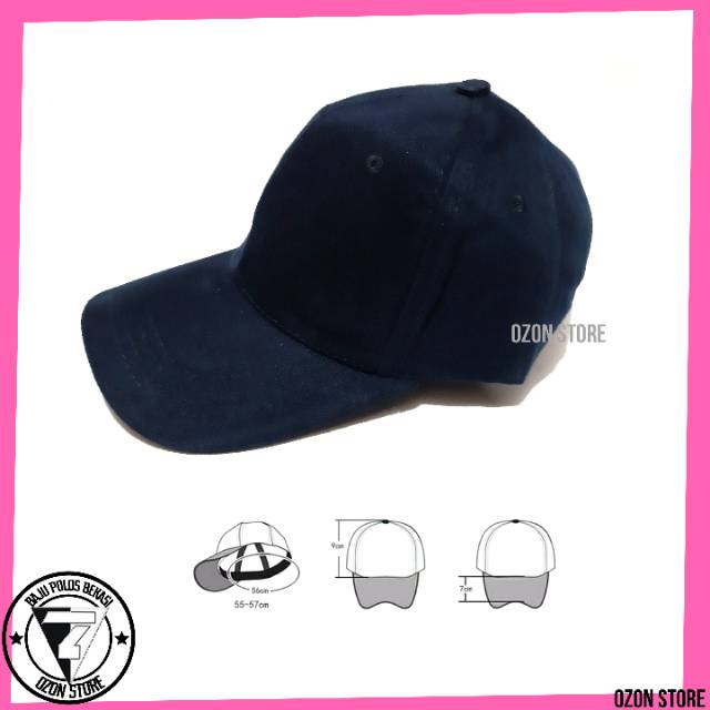 Topi Baseball Distro Caps Polos Pengait Besi Bahan Rapel Premium - Navy