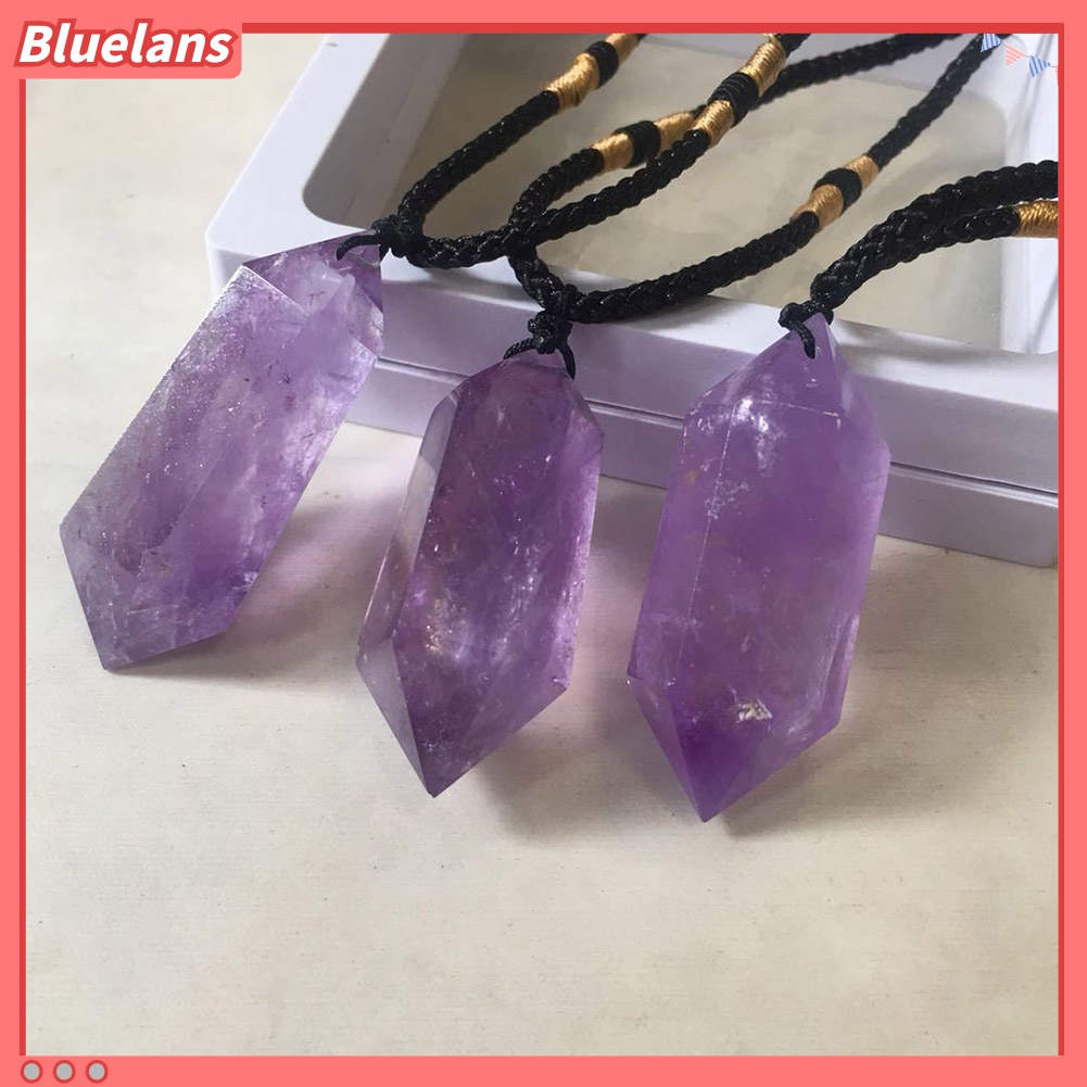 Bluelans Kalung Liontin Heksagonal Batu Amethyst Imitasi Untuk Penyembuhan