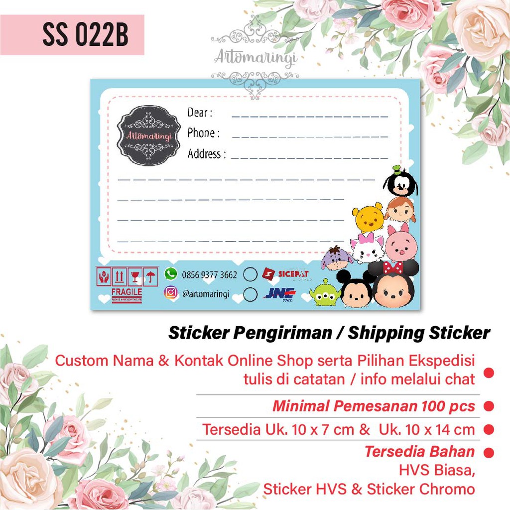 

Shipping Sticker Custom HVS Doff Sticker Pengiriman Chromo Shipping Label