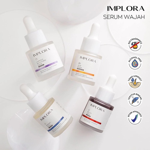 IMPLORA FACE SERUM LUMINOUS BRIGHT SERUM ACNE PEELING MIDNIGHT SERUM WAJAH IMPLORA