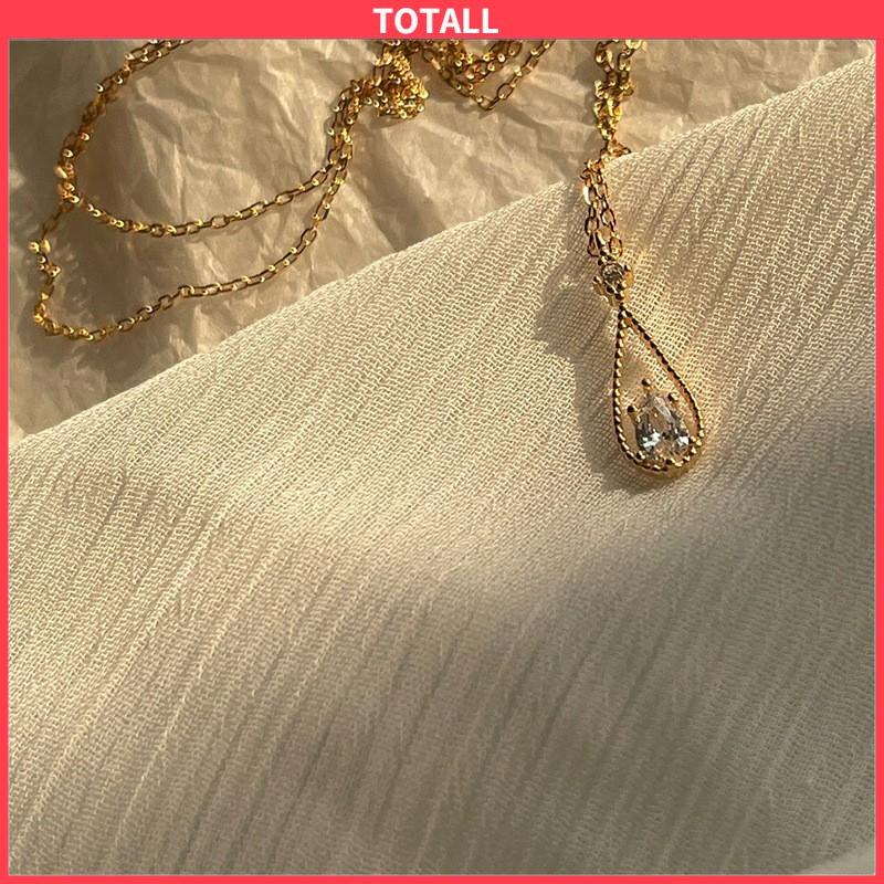 COD Fashion Indah Water Drop Zircon Kalung Wanita Sederhana Temperamen Rantai Klavikula-Totall