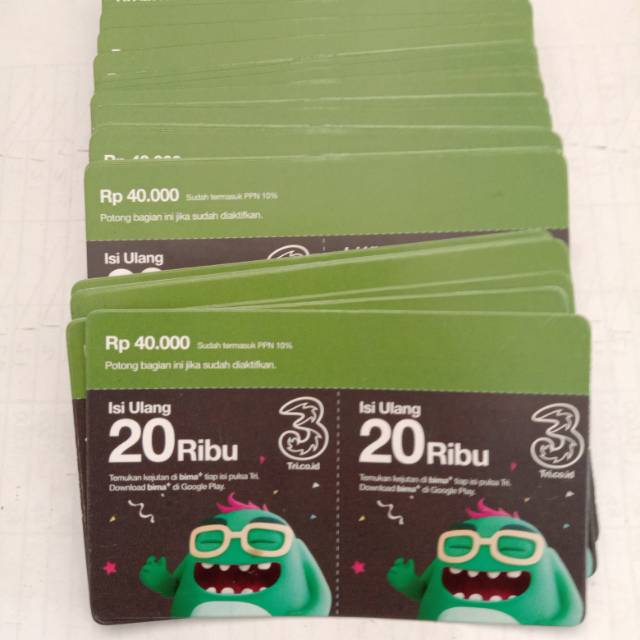 Voucher Pulsa Tri Rp 20.000 / 20K / Dua puluh Ribu / 20000