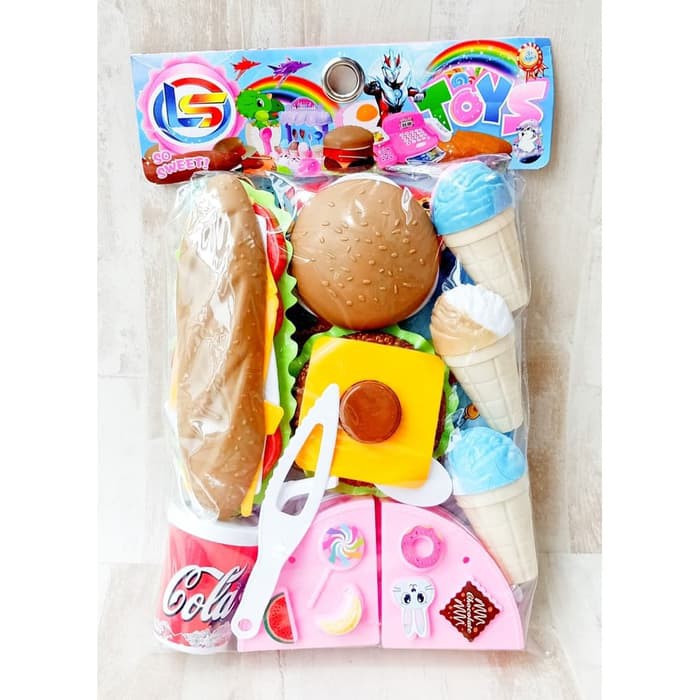 Mainan Anak Perempuan Murah Masak Masakn Hot Dog Burger LF33/ Mainan Masakan Hot dog burger ice cream Anak