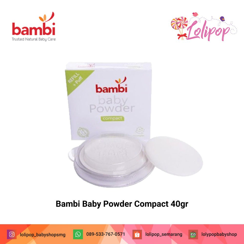 Bambi Baby Powder Compact / Refill + Puff 40gr