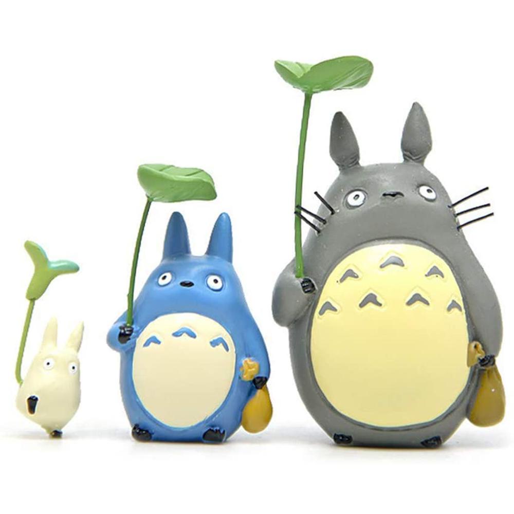 [Elegan] Action Figure Anime 3Pcs/set Miniatur Kerajinan Dekorasi Lanskap Mikro Totoro Dengan Ornamen Daun