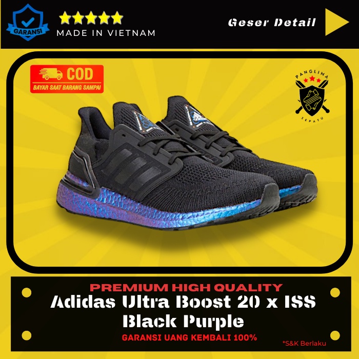 Sepatu Adidas Ultra Boost 20 x ISS Black Purple Sneakers Pria Sneaker Fashion Lari Premium Original