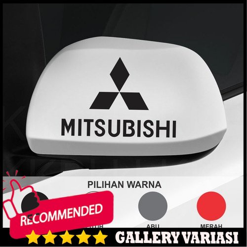 Cutting Sticker Mobil Merek Mitsubishi Logo Stiker Sticker Spion Mobil - Hitam