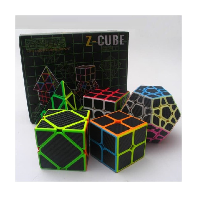 2x2 Carbon Limited Dijual Skewb Pyraminx 3x3 Rubik Megaminx Z-Cube 5pcs Giftpack