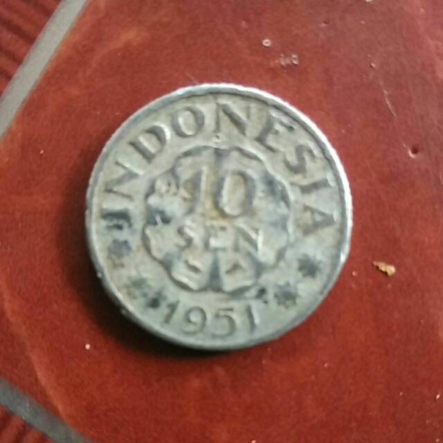 Uang logam dan kertas lama Indonesia 10SEN tahun 1951