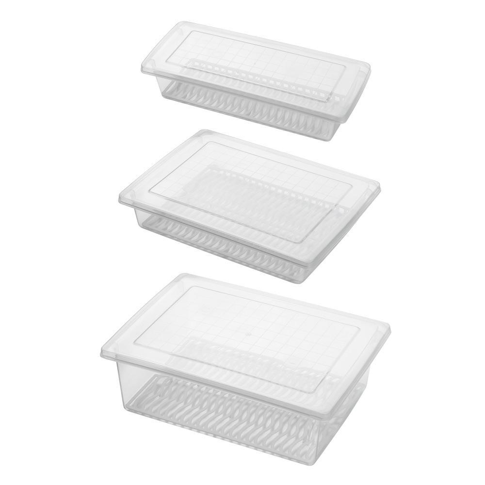 Chookyy Drain Storage Box Transparan Kulkas Seal Pack Perlengkapan Dapur Wadah Drainase