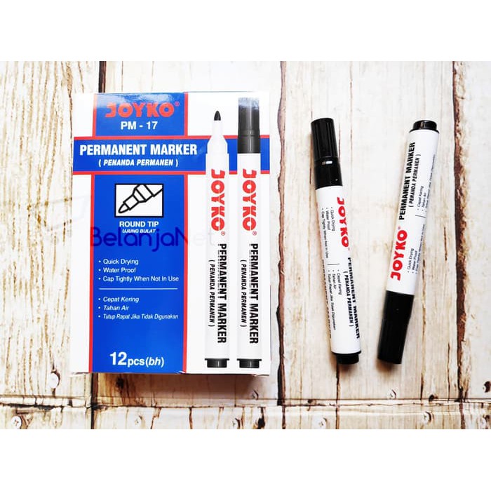 Spidol Permanent Marker Joyko PM-17 / PM-18 / PM-20 [3 Pilihan Warna] [1 LUSIN]