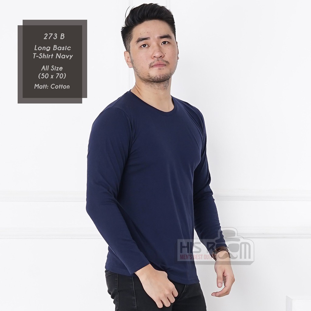 HSRM - Kaos Polos Unisex Lengan Panjang Kaos Polos Pria Panjang Cotton Premium Basic Tshirt 273