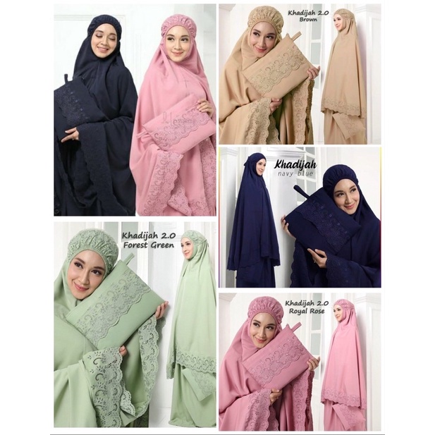 Mukena KHADIJAH PREMIUM Mukenah Sholat Dewasa Katun Mikro Bordir FREE TAS Ruko Siti Khadijah