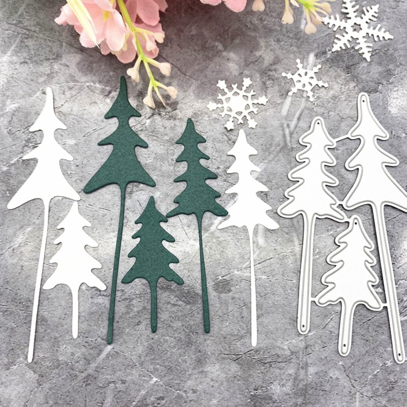 Zzz Cetakan Stensil Cutting Dies Motif Pohon Natal Bahan Metal Untuk Scrapbook / Craft DIY