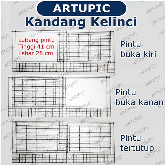 KANDANG KELINCI GALVANISE BESAR Cocok dengan Nipple Minum Tempat Makan Kelinci Artupic Rabbit Cage