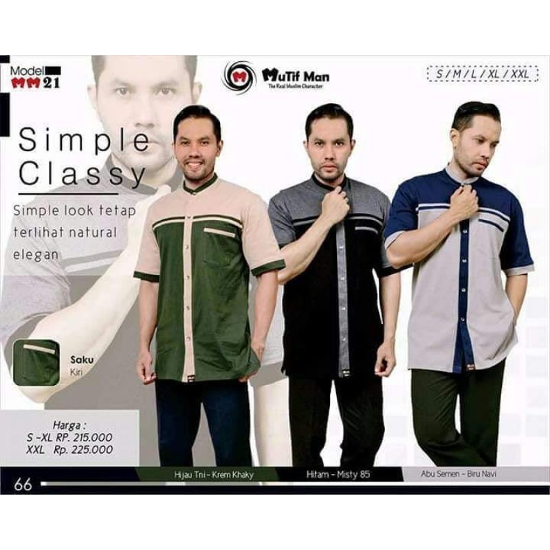 Baju Koko MUTIF MAN MM 21 II Hijau , Hitam ,Navy - Mutif Koko Kaos Original