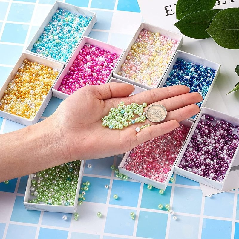 1 Pak Manik-Manik Mutiara Imitasi Bulat Mini Bahan Kaca Transparan Untuk Dekorasi Nail Art