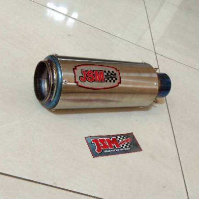Silencer knalpot JSM Racing stenlis ujung blue