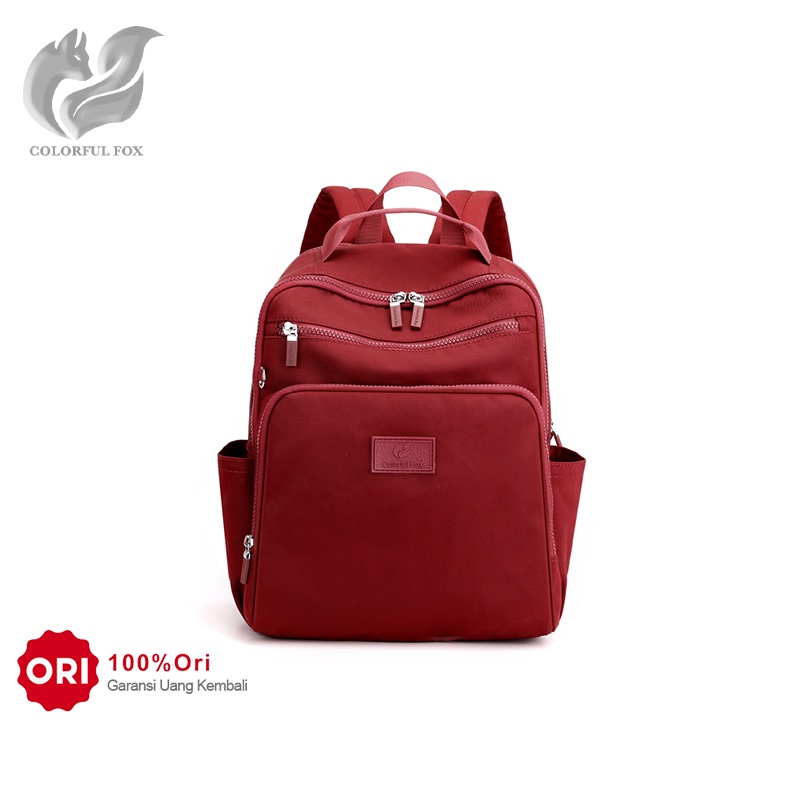 COLORFUL FOX 0423 Tas Ransel Wanita Backpack Wanita Remaja Tas Anti Air WATCHKITE BAEOS-Carmine Red