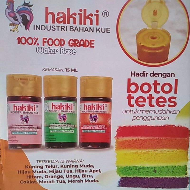 HAKIKI PEWARNA MAKANAN  ANEKA WARNA 15 ML SUMBA TETES