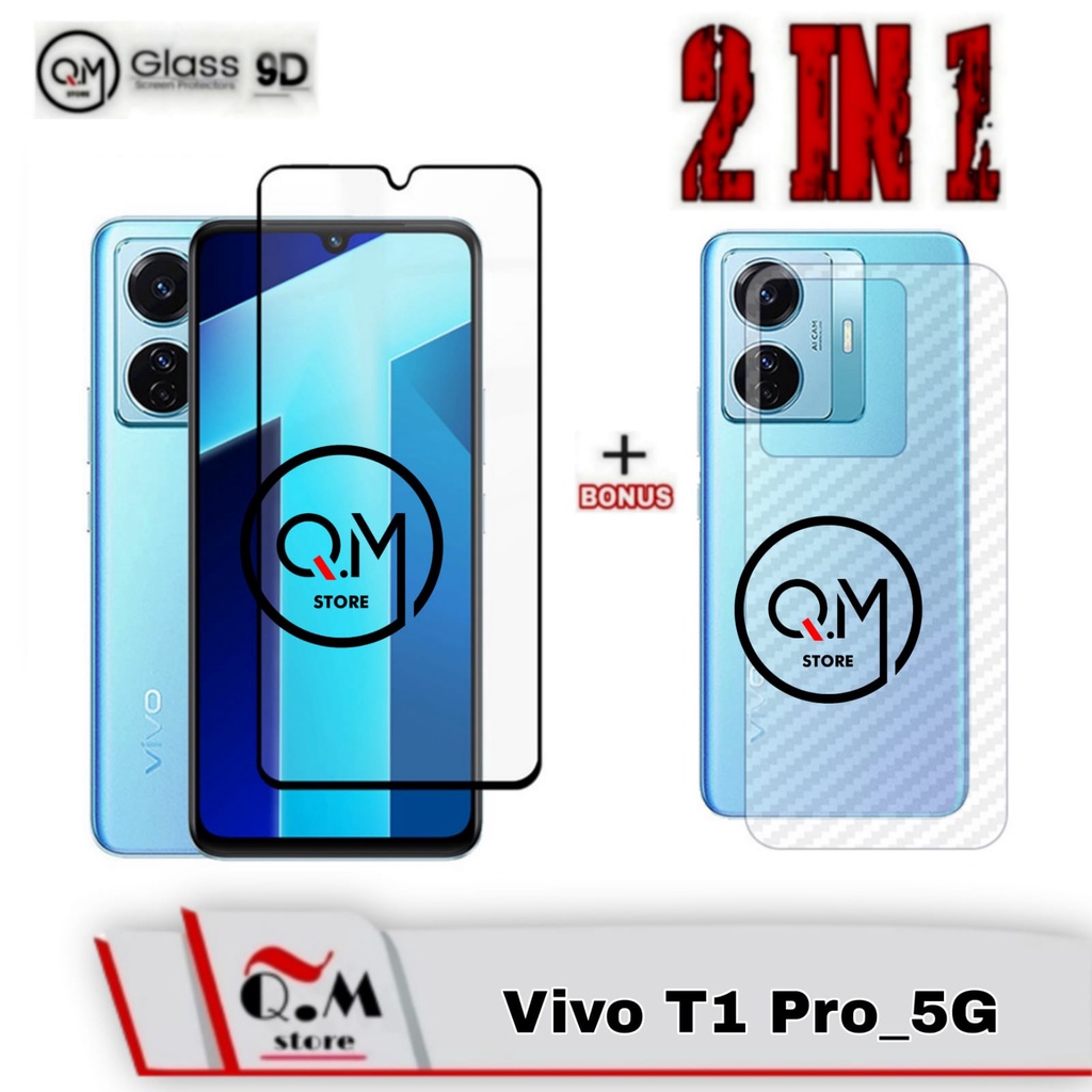 Paket 2 in1 Tempered Glass layar Vivo T1 Pro 5G / Vivo T1 5G Screen Guard Anti Gores pelindung Layar