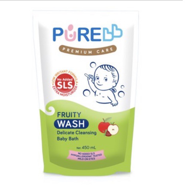 Pure Baby Bath Freshy Fruity Wash 450ml - Pure Sabun Mandi Bayi Anak Refill NO SLS Newborn Baby