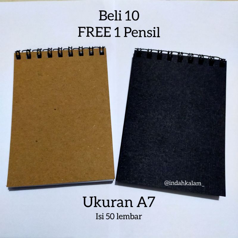 

Notebook Mini A7 (50 lembar) - Buku Saku Polos Spiral Hitam Coklat Buku Mini Kecil Catatan Catat
