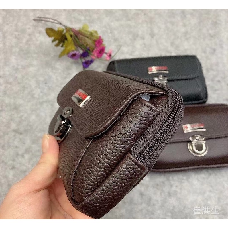 DOMPET HP PINGGANG MUAT DI SABUK GESPER BAHAN KULIT SINTETIS KILAT UNTUK HP BESAR