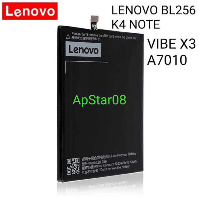 Baterai Batere Lenovo BL256 K4 Note Vibe X3 Lite A7010 Batre BL 256 ASLI ORIGINAL 100%