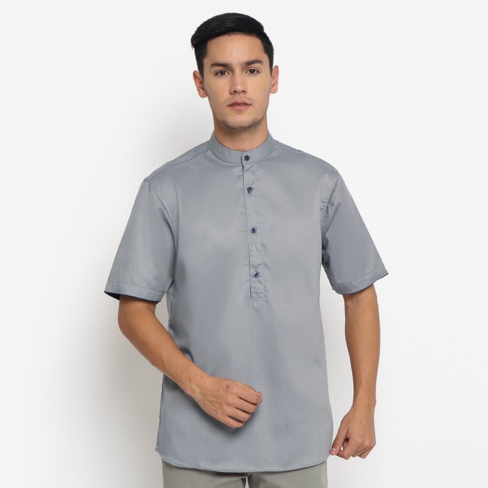 Baju Koko Pria Mizmar - Toraformen Baju Kurta Toyobo Pakistan Premium - Grey, M