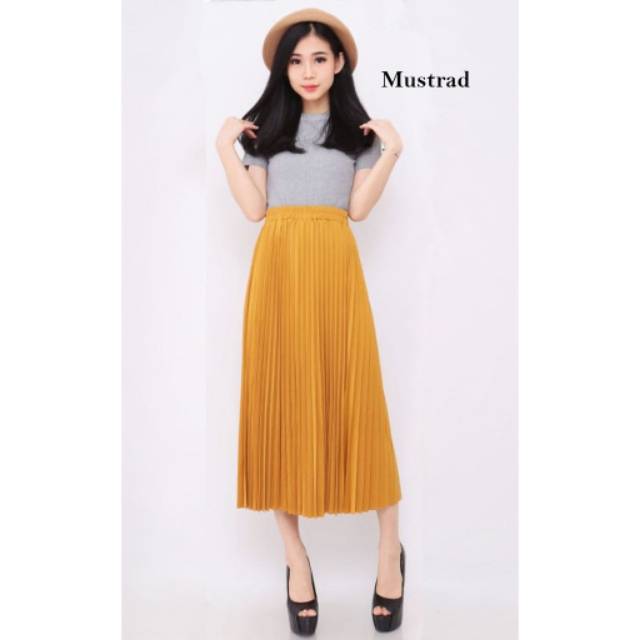 Rok plisket sebetis - Rok wanita pleated skirt 7/8