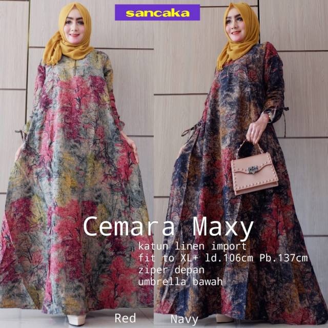 Gamis Cemara Maxy Jumbo Linen Premium