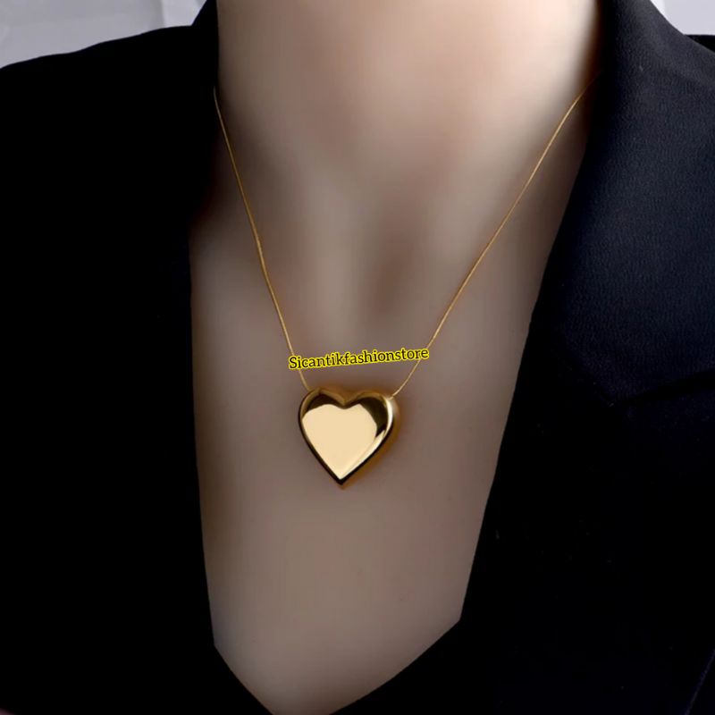 Kalung Wanita Titanium Liontin Love Gold Anti Karat selamanya Kalung Wanita Korea Terlaris Terbaru Liontin Love Gold Kalung Titanium